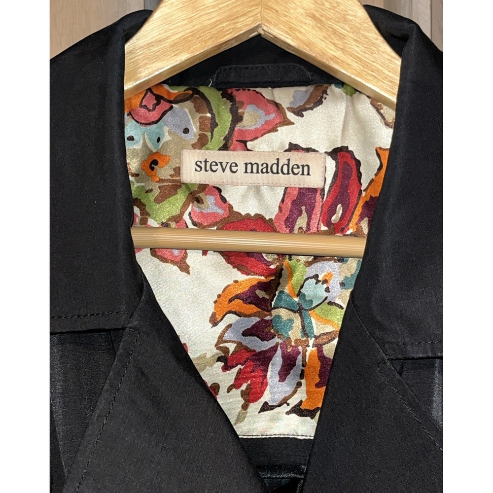 Steve Madden Women's S Black Asymmetrical Zip Trench Coat‎ mid-length Jacket